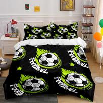 Soccer Ball Bedding Set with Green Flames Bedding set (1 duvet cover, 2 pillowcases, duvet not included) 135x200cm