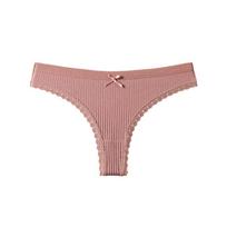 European & American Lace Trim Cotton Thongs - Sweet Bow Girly Underwear M
