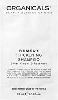 Organicals REMEDY Thickening Šampūnas Sweet Almond & Rosemary stiprinamasis šampūnas ploniems plaukams, 10 ml
