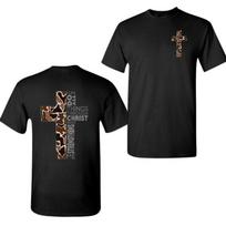 Christian T-Shirt, Camo Cross Design With Philippians 4:13 Verse, Perfect For Fa Unisex T-Shirt M
