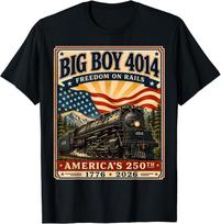 Big Boy 4014 Railroad Shirt Vintage Steam Train America 250 Tee Unisex T-Shirt M
