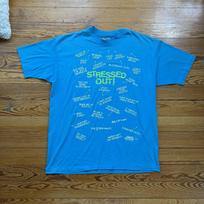 Vintage 1991 Stressed Out AOP T-shirt Aqua Blue Hanes Beefy XL Rare S. Stitch Unisex T-Shirt XXL