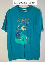 Vintage 90s Mr Golf Large Blue/Green T-Shirt Single Stitch Made in USA Unisex T-Shirt S