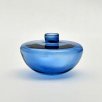 1PCS Aroma Diffuser Bottle Creative Half-Moon Shaped Decorative Bowl Blue Multi-functional High-Transparency Glass 12.5x8.5cm