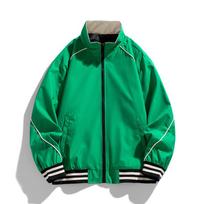 New Baseball Uniform Jacket Men's Spring and Autumn Stand-up Collar Jacket Public Version Solid Color Top Loose Versatile Cardigan M blue