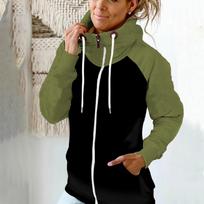 Women's  And Winter Solid Colour Patchwork Padded Sweatshirt Top Jacket XXL
