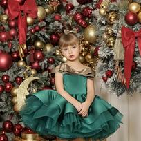 Cross-border Girl's One-Shoulder Puff Mesh Princess Dress for Children's Birthday and Piano Performance 120 cm (6Y)