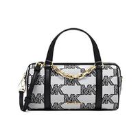 Michael Kors MK Zooey Logo Print Chain Zip Boston Bag Women handbags Black Gray 35S3G3ZM6J-001 Basic Set (Bag+Dust Bag)