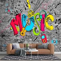 Grafiti tapetai Muzikinė grafiti sieninė tapyba Svetainės miegamojo sieninė tapyba Namų dekoras 200 cm(W) x 140 cm(H)
