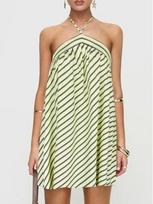Women's Striped Halter Backless Dress - Spicy European and American Holiday Beachwear L