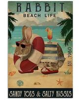 Funny  Vintage Metal Bunny Tin Sign Beware of The Rabbit  Bunny Lover  Rabbit Sign Effect Plaque for Farmhouse Home 8x12inch 20x30cm（7.8x11.8inch）