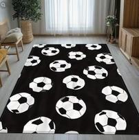 Juodai baltas futbolo kamuolio raštas namų kilimas Tinka miegamojo, svetainės, virtuvės, vonios kambario, stovyklavimo, jogos, šventinės dekoracijos 40x60cm white