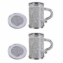 Crystal Glass Coffee Cup with Handle Wine Glasses Beer Teas Cups Double Layer Heat Insulation Coffee Cups Drinkware 1