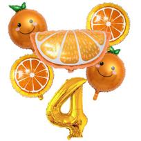 6pcs Orange Foil Balloon with 32inch Number Balloons Summer Themed Fruit Globals Baby Shower Birthday Thankgiving Party Decor mix