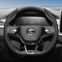 Suitable for Skoda Steering Wheel Cover with Wavy Sports Design, Breathable Leather, Segmented, Non-Slip, Sweat-Absorbent Protection for Octavia,