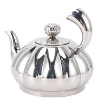 Stainless Steel Pumpkin Teapot Silver 300ml Mirror Polished Stovetop Tea Maker for Coffee Milk