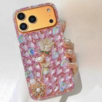 Glitter Rhinestone Phone Case For XiaoMi RedMi 14C 13C 13 12 11A 10C 9C 9A A5 A3 A3X K70 Ultra Pink Crystal Diamond Rose Flower Design RedMi A5 (Europe)
