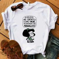 PAZ Mafalda Or QUIERO Cafe Printed unisex New Cotton T-Shirts Harajuku Female T-Shirts Clothing Camisas Mujer Girls Top Tee S įvairiaspalvis