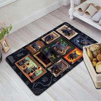 Black Cat Collage Pattern Rug Floor Mat for Living Room or Bedroom Soft and Comfortable Carpet a Gift for Birthday and Holiday. 40x60cm( 15x23in )