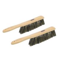2Pcs Woooden Dust Brush Bench Hand Broom Whisk Broom Outdoor Furniture with Long Handle Soft Hair for Car Bed Sofa Fireplace Household Cleaning L Toon wood + PP