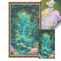 Scenery Printed Cross Stitch Kit DIY 14CT Embroidery Craft Set for Home Decor