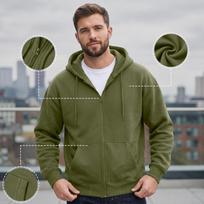 Men's Casual Color Zip-up Hoodie Jacket L