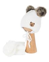 Baby fleece-lined tie-up hat with scarf and gloves