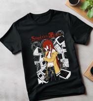 Steins Gate Kurisu Makise T-shirt Anime Manga shirt All Size Black Shirt L
