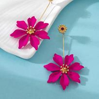 Bohemian Colorful Flower Drop Earrings for Women Gold Tone Zircon Long Dangle Earrings Fashion Party Wedding Jewelry