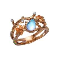 Rhinestone Finger Rings Sparkling Double Layer Rings Fashion Moonstone Ring  Holiday Style A