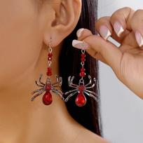 Zinc Zinc Alloy Rhinestone Drop Earring Colorful Spider Earrings Creative Halloween Dangle Earrings  Hipster