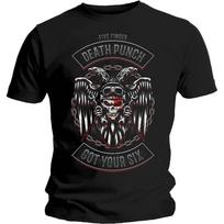Official Five Finger Death Punch T Shirt Biker Badge Black Rock Metal Band FFDP XXL