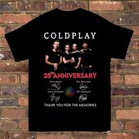COLDPLAY 25 th Anniversary Black Cotton Unisex Size S 234XL Shirt F2555 XXL