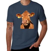 Cow Licking Nose Tshirt Casual Light Summer Short Sleeve Top S