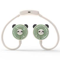 Panda Usb Portable Neck Fan With 3 Speed Levels And Rechargeable Battery For Outdoor Activities GreenPanda
