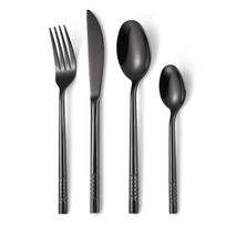 430 Stainless Steel  Thickened Hammer Point Round Handle Tableware 4-piece Set Western Food Steak Knife  Fork Spoon YSH-5-4PS