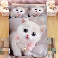 Super Mielas Kačiuko Vaikiškas Patalynės Komplektas Kawaii Mergaitės Antklodės Užvalkalas Karališko Dydžio Mielas Katės Gyvūno Poliesterio Antklodės Užvalkalas 70x133cm 2pcs
