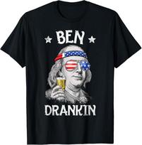 Ben Drankin 4th of July Benjamin Franklin Men Women USA Flag T-Shirt XL