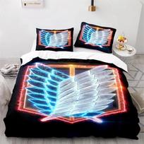 New Anime Attack On Titan Bedding Set Bedroom Soft Modern Bedspreads Comefortable Kids Duvet Cover Quilt Cover And Pillowcase EU Single(135*200cm)3pcs