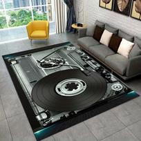 Vinyl Record Player Rug - Music Lover's Dream Carpet for Living Room, Classic Audio Equipment Design Skid resistant carpet 50cm x 80cm