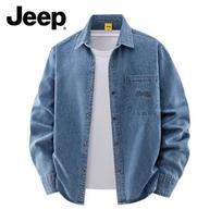 JEEP Men's Long Sleeve Casual Denim Work Shirt 4XL