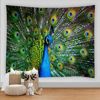 Peacock Tapestry Vibrant Colors Feathers Birds Tapestry Bohemian Hippie Tapestry Wall Hanging for Bedroom Living Room Dorm Decor 74x94cm(29x37in)