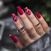 -patterned , Mid-length, Sophisticated And Alluring, With False Nails. One Size juoda