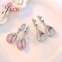 Original Real 925 Sterling Silver Jewelry Water Drop Opal Cat Stone Hollow Tear Design Earrings For Women Ladies