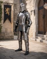 Medieval Knight Cosplay Costume Set with Helmet Full Body LARP Fantasy Outfit gray