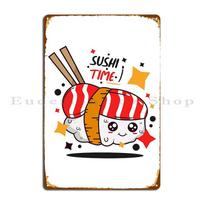 Sushi Time Cute Illustration Metal Sign Cinema Cinema Custom Wall Decor Wall Mural Tin Sign Poster 20X30CM