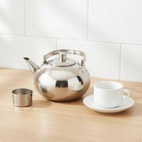 Stainless Steel Teapot Heat Resistant with Strainer Easy to Clean Tea Pot for Silver 14CM
