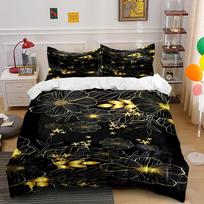Golden Floral Pattern Bedding Set Bedding set (1 duvet cover, 2 pillowcases, duvet not included) 135x200cm