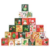 24pcs Sweetie Box Surprise Christmas Packing Boxes Countdown Advent Calendar Treat Cookies Wrapping Box for New Year Party Gift