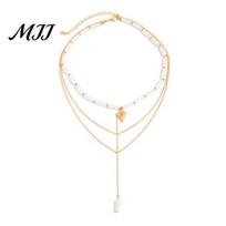 Office Style Necklace Layered Chain Necklace, Y Long Beaded Choker with for Shirts Pendant, Elegant 3-Layer Women Date Party Jewelry Daily Wear A